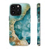 Aquamarine inspired Geode in Watercolor - Impact Resistant Phone Case iPhone 13 Pro Glossy